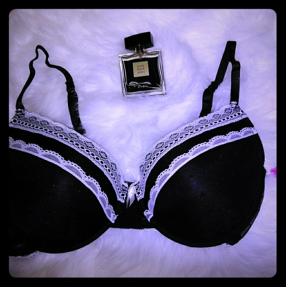 NWT Demi Push-up Candies Black White Bra